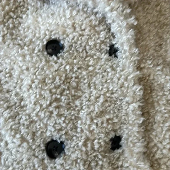 STRADIVARIUS DOUBLE BUTTON TEDDY COAT IN PUTTY-NEUTRAL sz M - Picture 6 of 10